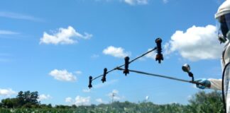 Cabine para simular chuva permite análise do efeito adesivo dos adjuvantes